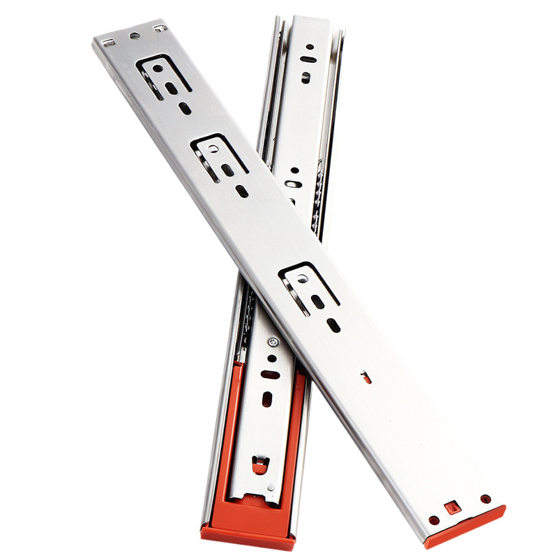 The upgraded and thickened stainless steel guide rail, damping buffer, silent household three-section rail cabinet coffee table bottom is equipped with pull-out slide rail Item Picture