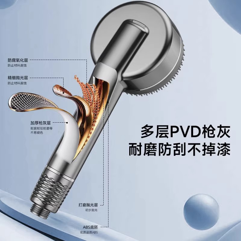 Cross-border American-style special Edition with brush, Ailin, pressurized, hand-held showerhead set, four-function with spray gun and water outlet Specification drawing