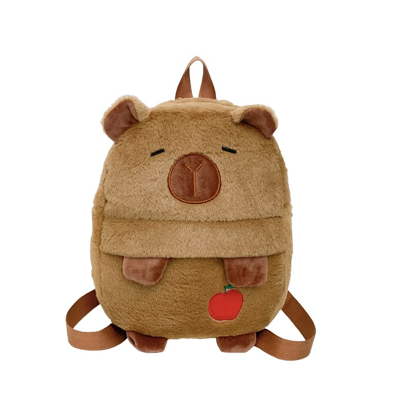 The new Capibara plush Capybara backpack is cute and versatile. It features a plush bag for girls and cartoon students, as well as a small cross-border backpack Item Picture