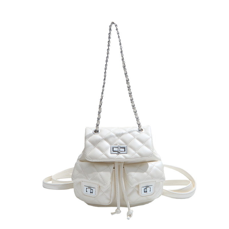 Diamond-patterned embroidered thread handbag for women, 2025 new summer mini schoolbag, casual travel backpack, versatile backpack Item Picture