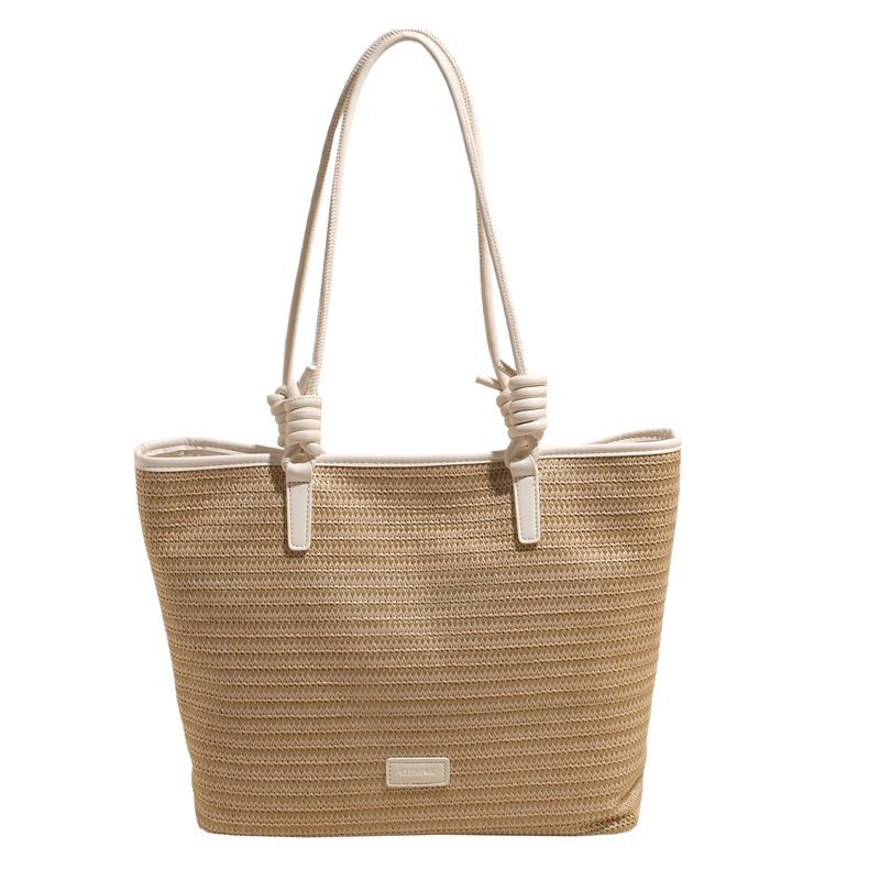 Trendy and fashionable single-shoulder bag for women, 2025 new style seaside and beach vacation, large-capacity straw woven bag, hollowed-out woven tote bag Item Picture
