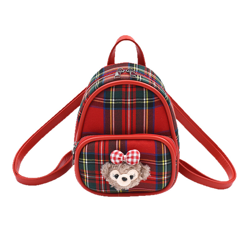 This is a cute checkered handbag for women, a new model of a niche canvas backpack in 2025, and a versatile Korean-style mini backpack Item Picture