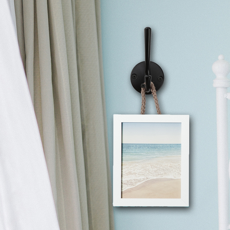 American-style coat hooks, hat hooks, Nordic modern and simple black wardrobe hooks. After entering the house, hook the wardrobe Specification drawing