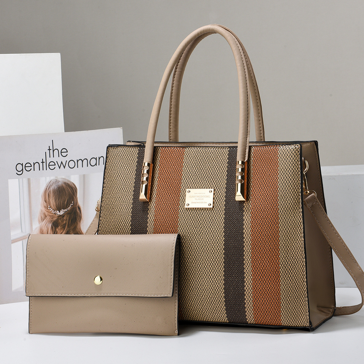New 2024 trendy and fashionable single-shoulder crossbody bag for women in foreign trade, large-capacity cross-border color-blocked handbag full figure