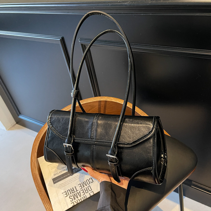 High-end, niche underarm bag for women, 2025 new trendy retro oil wax leather single-shoulder bag, Korean-style fashionable handbag details Picture