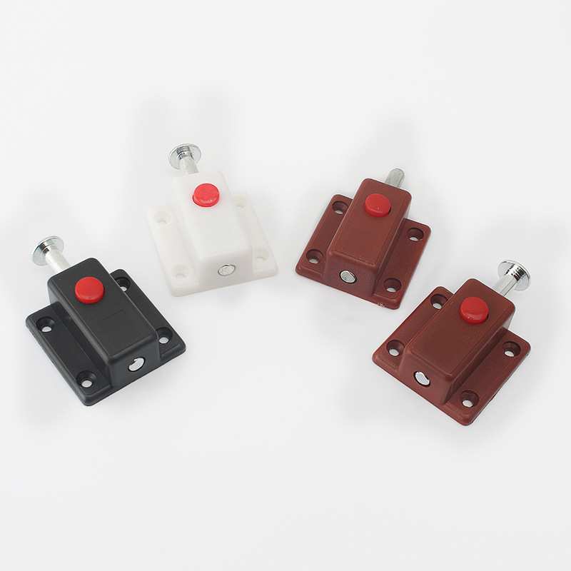 Factory special offer direct sales: Plastic self-elastic latch, ABS plastic button latch, cabinet door exposed spring latch, door bolt Item Picture