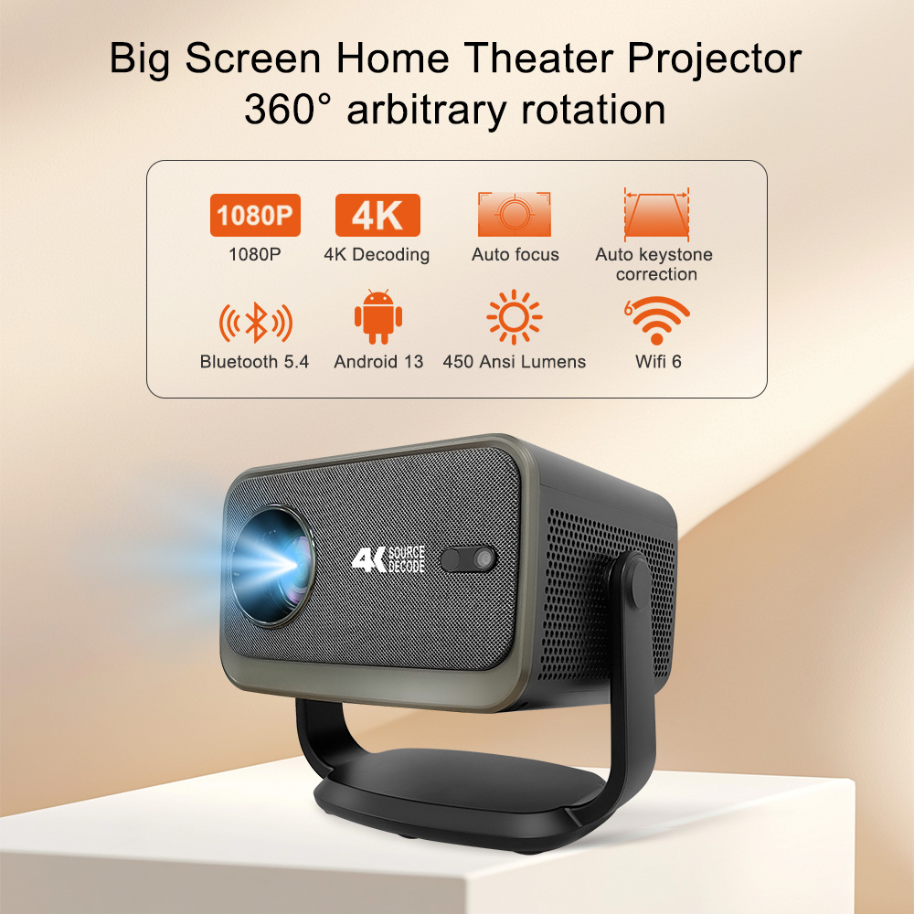Cross-border 4K smart home micro projector DLP Android 1080P 500 lumens with auto focus full figure