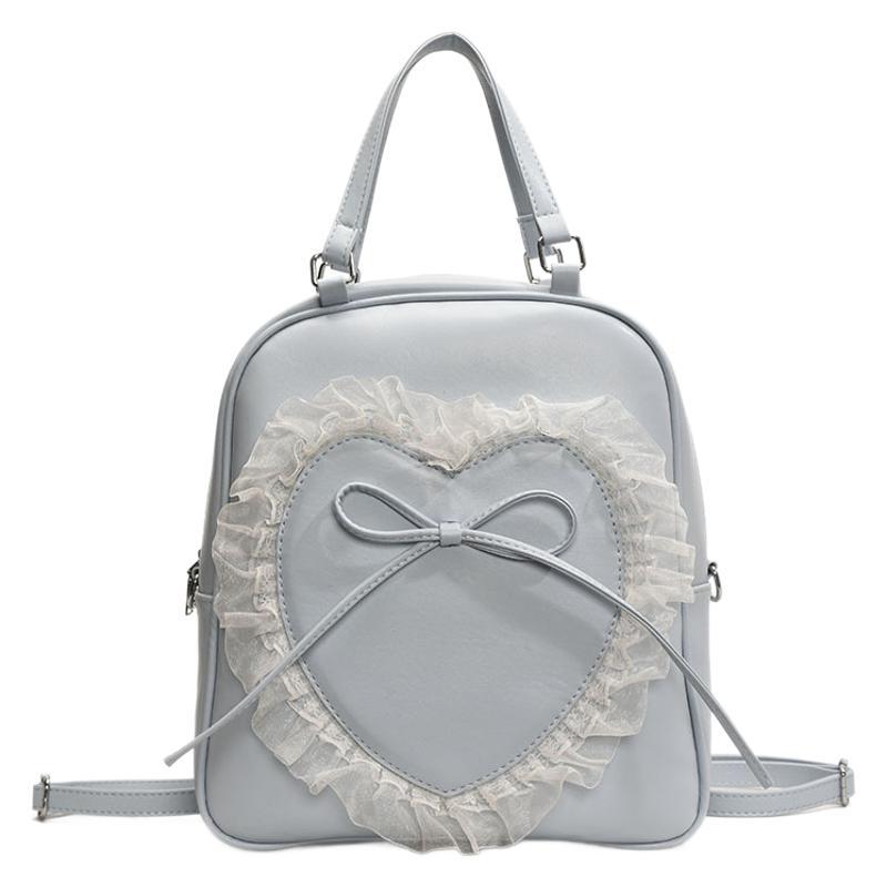 Korean style stylish large-capacity handbag for women 2025 New style, sweet and fashionable lace heart bow backpack Item Picture