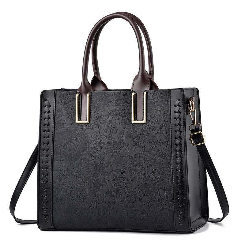 2023 new lace-embossed large-capacity soft leather single-shoulder crossbody multi-layered textured and stylish women's bag dropshipping Item Picture