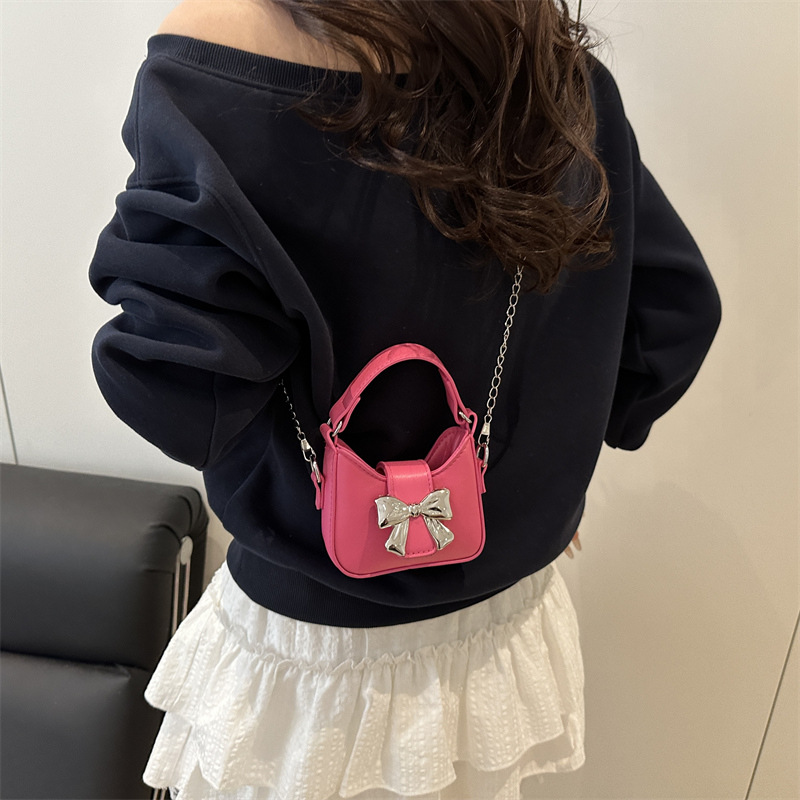 Niche bow handbag, 2025 new Korean version mini chain crossbody bag, fashionable lipstick, headphones, single-shoulder bag Specification drawing
