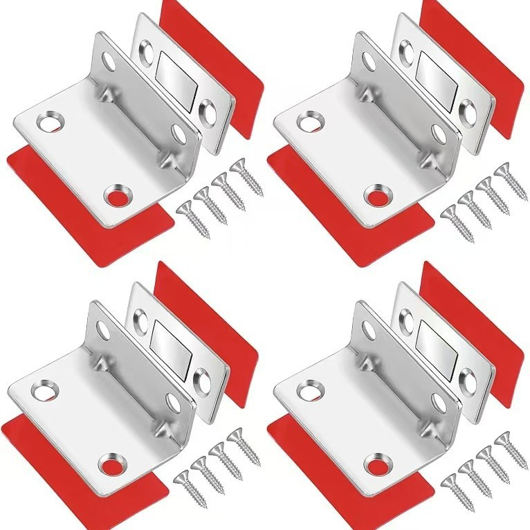 L-shaped 4-set door suction, no need for drilling, magnetic suction, ultra-thin cabinet suction, strong magnetic door touch, kitchen cabinet, wardrobe drawer, invisible door magnetic touch full figure