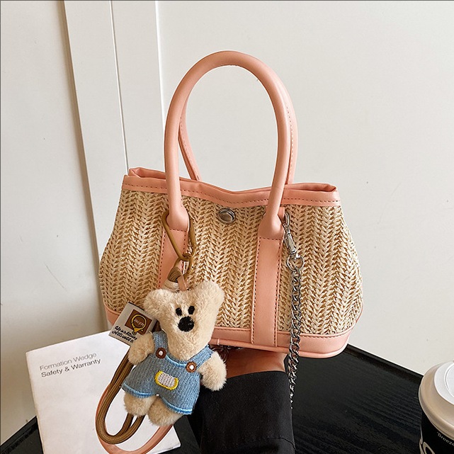 Fashionable patchwork woven handbag for women, new Spring/Summer 2025, trendy, versatile, casual, large-capacity single-shoulder crossbody bag full figure