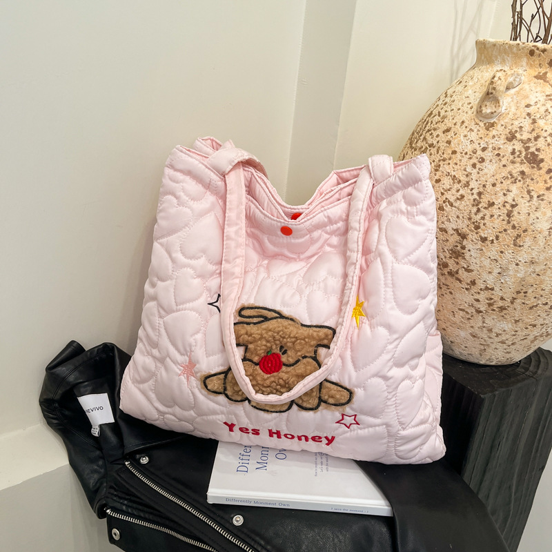 Cute girl Tote bag for girls, 2024 new large-capacity single-shoulder bag, cartoon dog, college student commuting bag for class full figure