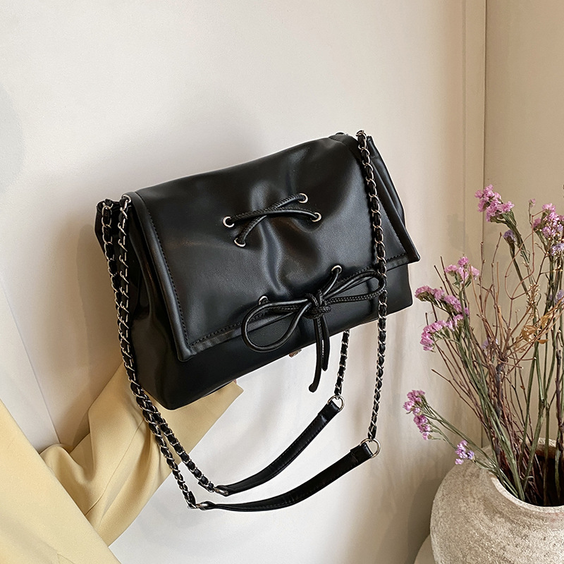 A trendy and stylish 2025 ballet single-shoulder large-capacity bow tote commuter chain women's bag Specification drawing