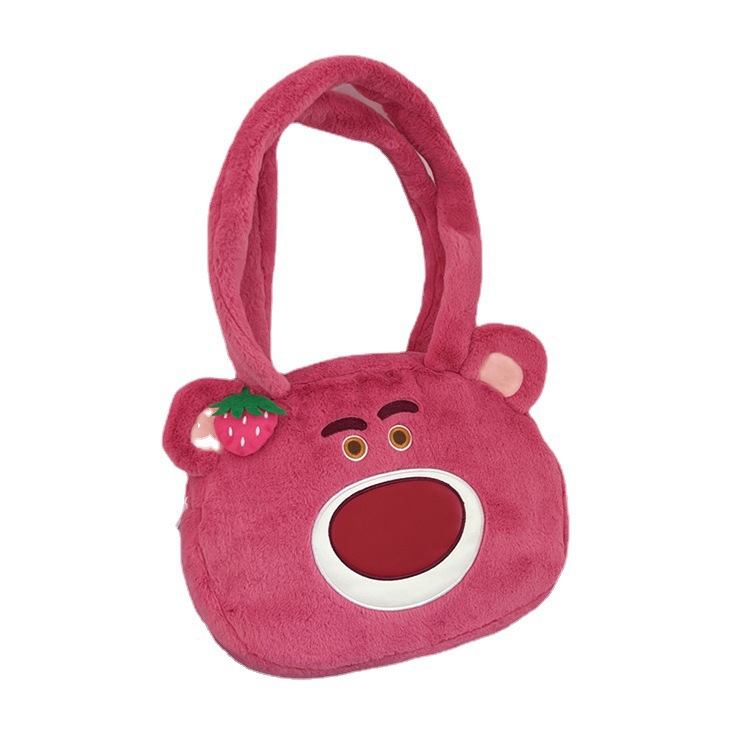 Cute Kuromi cartoon plush toy bag, Strawberry bear large-capacity single-shoulder bag, girls' Melody handbag Item Picture