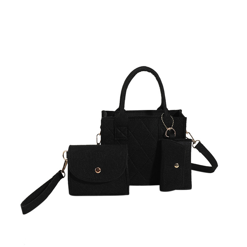 bags Popular felt mother-and-child bag three-piece set 2023 Summer single-shoulder bag, fashionable diamond-shaped handbag, light and casual crossbody Item Picture