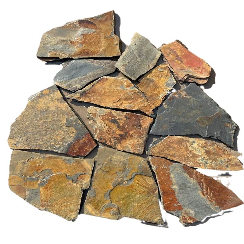 Natural crushed stone, bluestone slabs, irregular cultural stones, garden disorderly paving stones, rust plates, rough stone plates, rock exterior wall tiles Item Picture