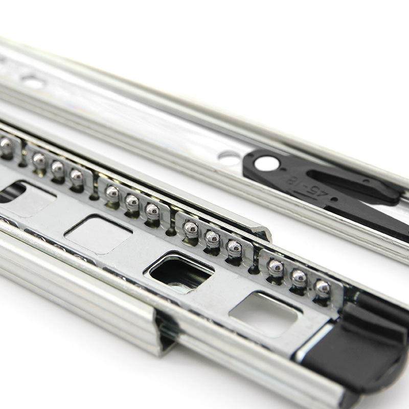 Tuochen three-section steel ball slide rail wardrobe silent buffer slide rail track drawer telescopic damping rebound guide rail details Picture