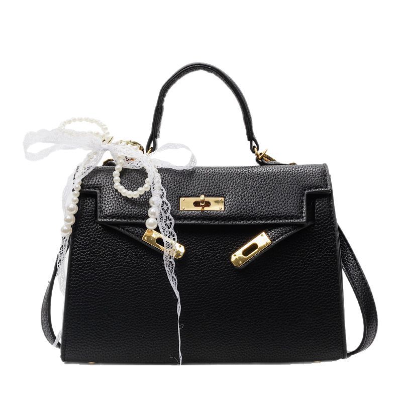 The 2025 new cross-border high-end texture Kelly handbag is a stylish and versatile single-shoulder crossbody bag with lychee patterns for women Item Picture