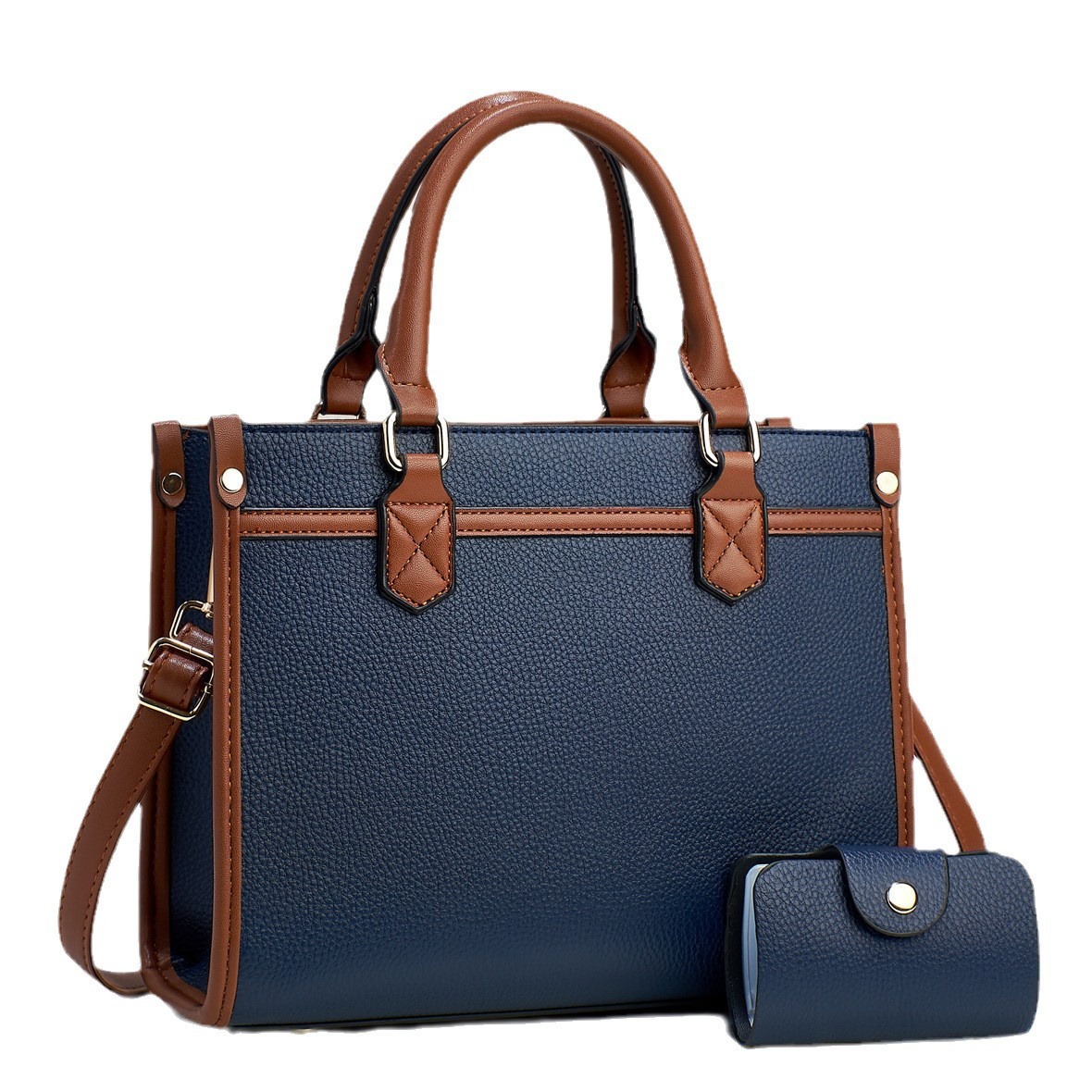 【 Foreign Trade Women's Bags 】 Simple and elegant handbag 2023 New style, fashionable color-blocking mother-and-child bag, large capacity single-shoulder bag Item Picture