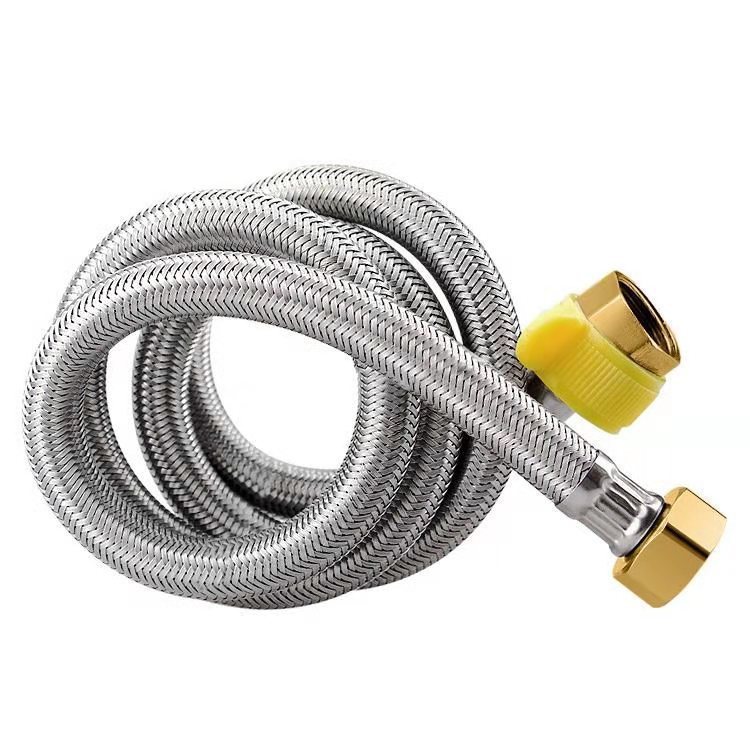 304 stainless steel metal braided thickened copper head cold and hot water inlet hose water pipe toilet water heater connection pipe 4 points Item Picture