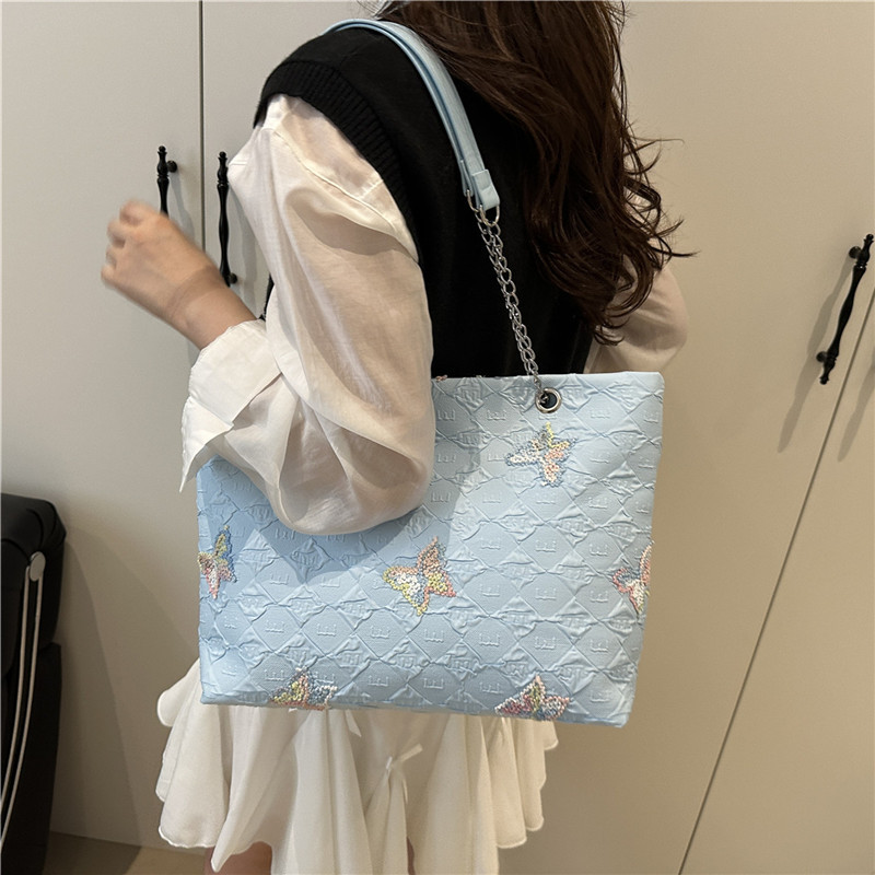 2025 New minimalist printed tote bag for junior and senior high school campuses, fresh bubble check large-capacity single-shoulder bag Specification drawing