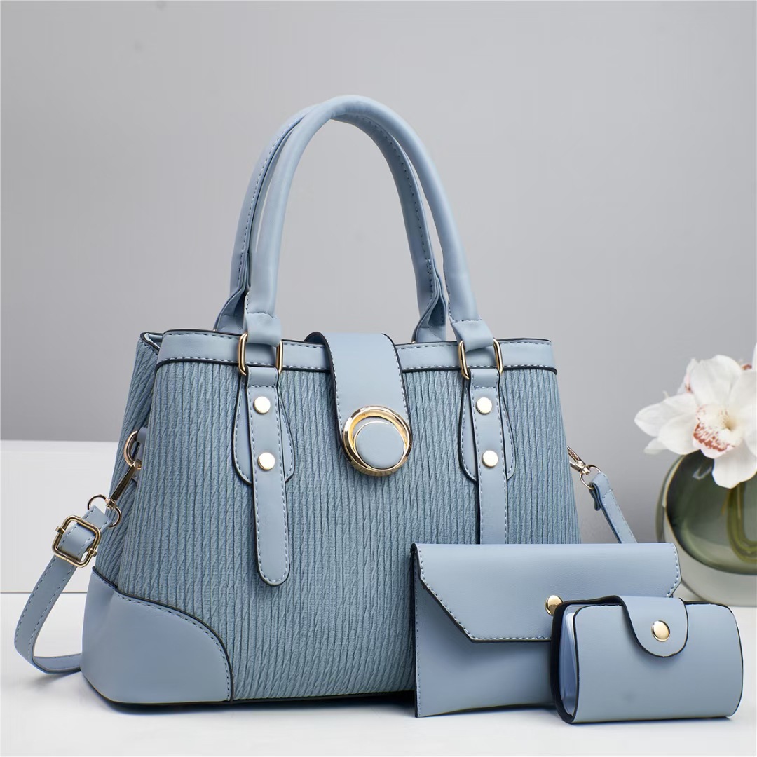 Three-piece retro handbag set, new women's bag, large-capacity mother-and-child bag, fashionable and versatile women's single-shoulder crossbody bag details Picture