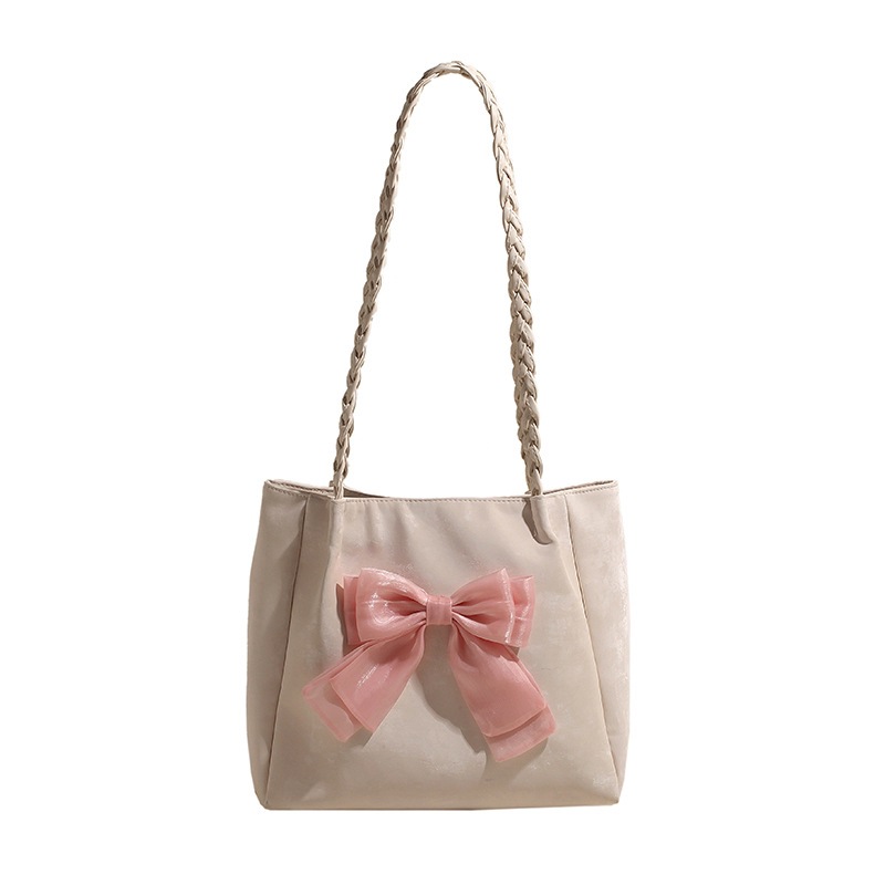 High-end Tote bag for women, 2025 new large-capacity bow handbag, niche color-blocking versatile shoulder bag Item Picture