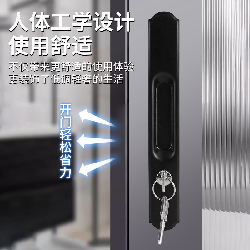 New luxury version stainless steel single-sided double-sided hook lock round head balcony living room sliding door and window hook lock glass details Picture