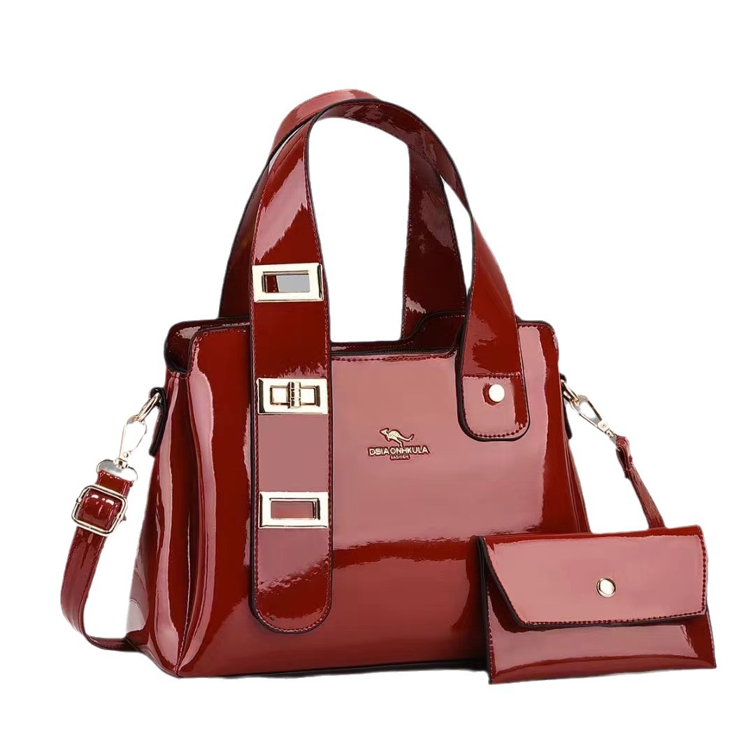 Shiny leather versatile single-shoulder bag, 2024 new style simple bucket bag, crossbody mother and child bag, handbag, cross-border women's bag for export Item Picture