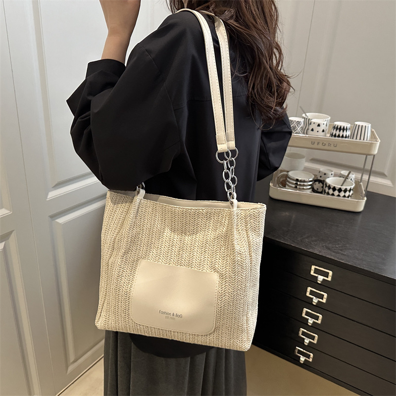 Large-capacity bag 2025 new style trendy texture single-shoulder bag, women's bag, summer commuting silk scarf bag, tote bag Specification drawing