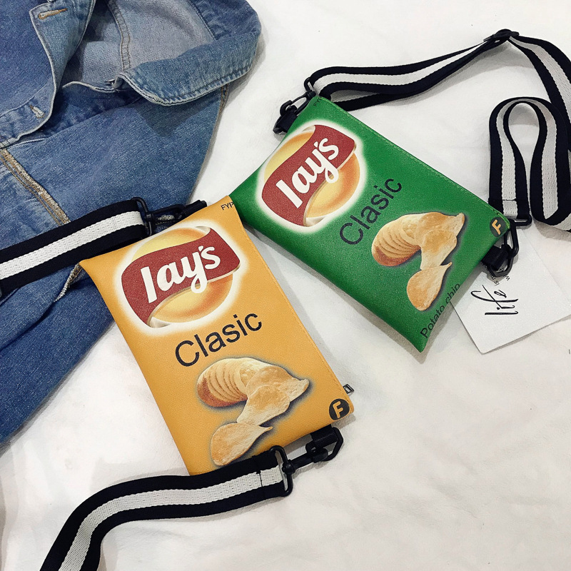The 2020 new Lay's Potato Chip personalized, trendy and creative laid-back style cute canvas crossbody bag for girls full figure