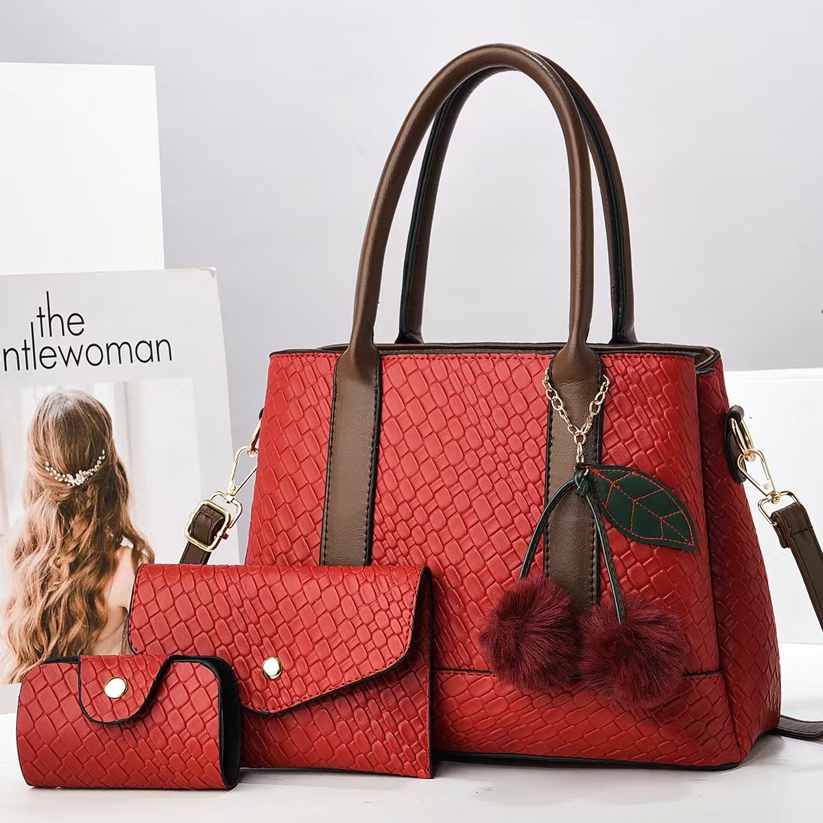Woven fabric mother-and-child bag for women 2024 New style fashionable handbag, large-capacity women's bag, single-shoulder crossbody bag details Picture