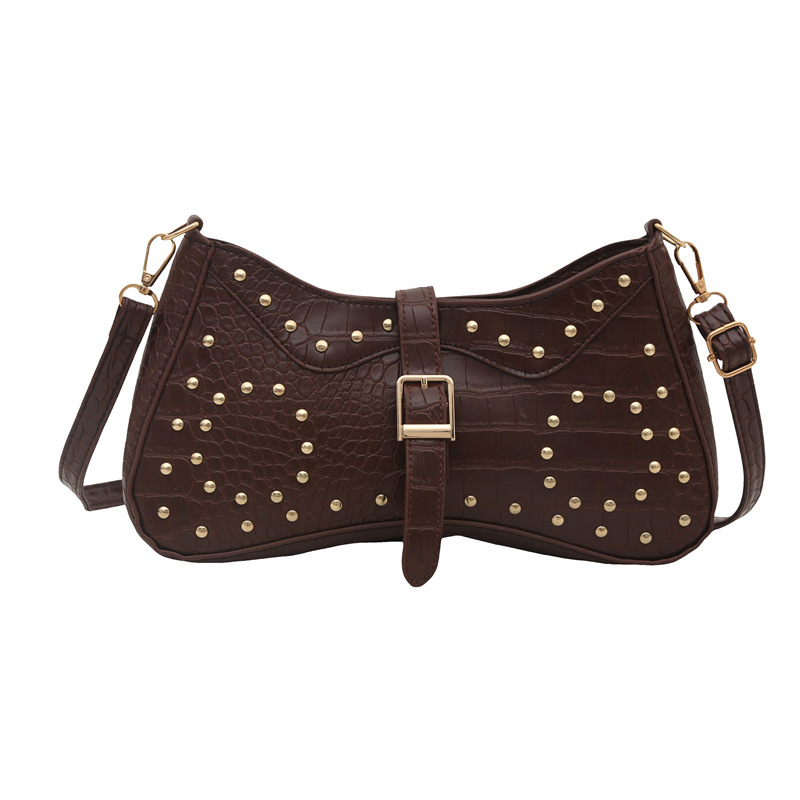Personalized rivet design, casual texture and fashionable 2025 summer new stylish women's single-shoulder crossbody underarm bag Item Picture