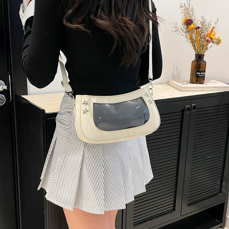 High-quality underarm small bag for women, 2025 new style fashionable and versatile shoulder bag, niche design transparent handbag Specification drawing
