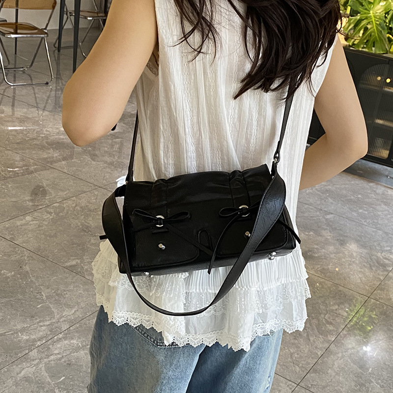 2025 New Korean-style pleated handbag, bow underarm bag, multi-pocket single-shoulder bag, fashionable crossbody bag, women's bag Specification drawing