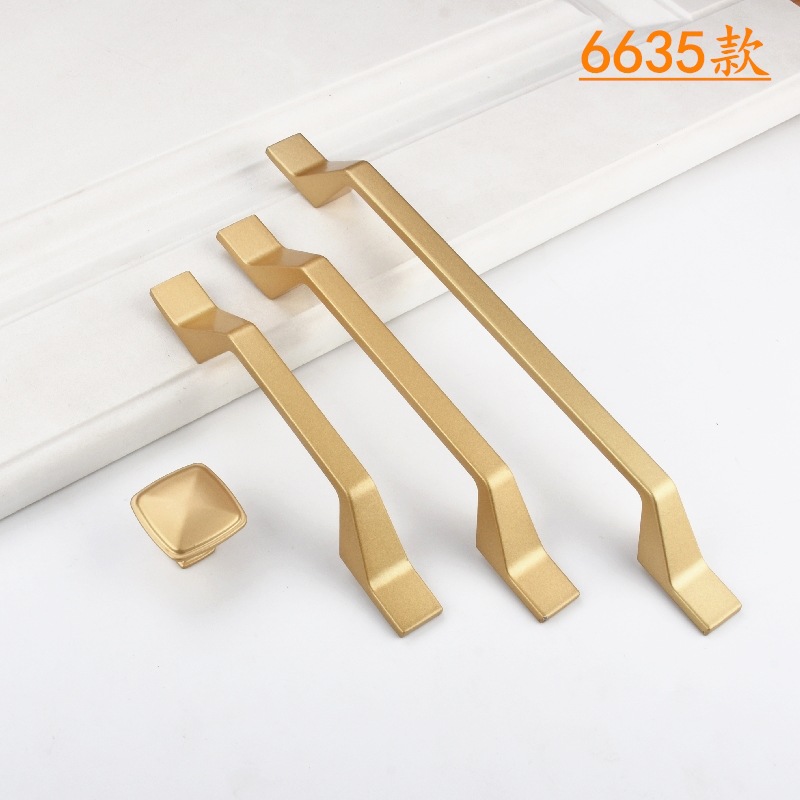 Modern simple golden light luxury cabinet drawer handle, Nordic wardrobe door handle, aluminum alloy golden drawer handle Specification drawing