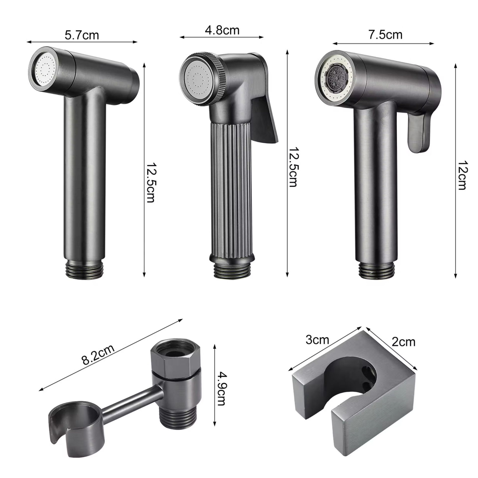 Copper core zinc alloy gun, grey pressurized shower head gun, faucet nozzle, toilet companion, high-pressure bathroom flushing full figure
