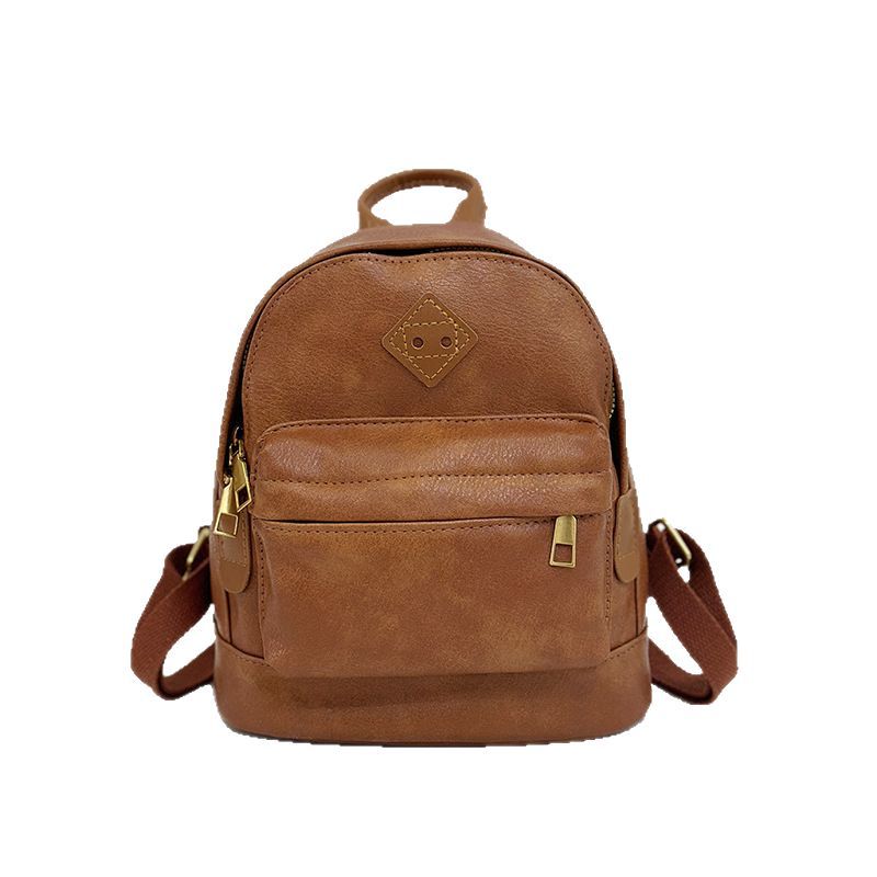 Retro and fashionable soft leather handbag for women, 2025 new style, stylish and versatile solid color small backpack, travel and play backpack Item Picture