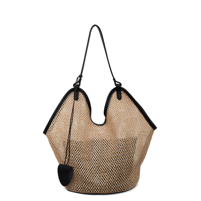 Cross-border beach vacation straw woven bag, lightweight tote bag, new underarm bag, Korean-style handbag, large capacity single-shoulder bag Item Picture