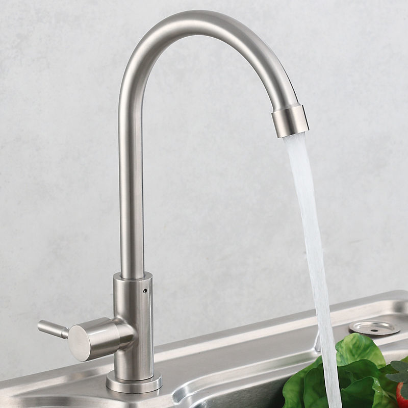 Faucet, kitchen faucet, hot and cold sink faucet, 304 stainless steel faucet, pull-out faucet, household factory details Picture