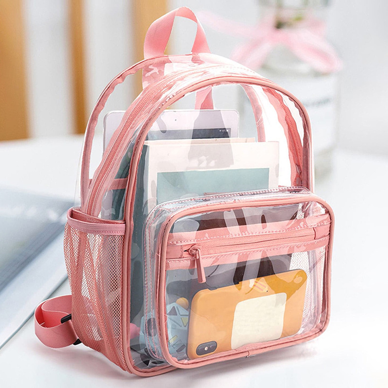 New cross-border transparent backpack, summer casual pvc backpack, jelly bag, large-capacity transparent student schoolbag full figure