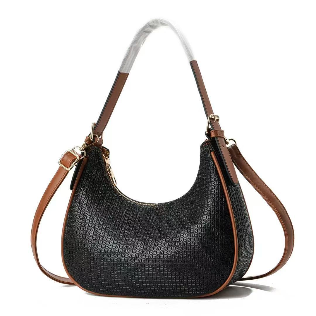 A new, simple and trendy crossbody bag for women's armpits with a woven texture. It's fashionable and stylish. It's a single-shoulder dumpling bag full figure