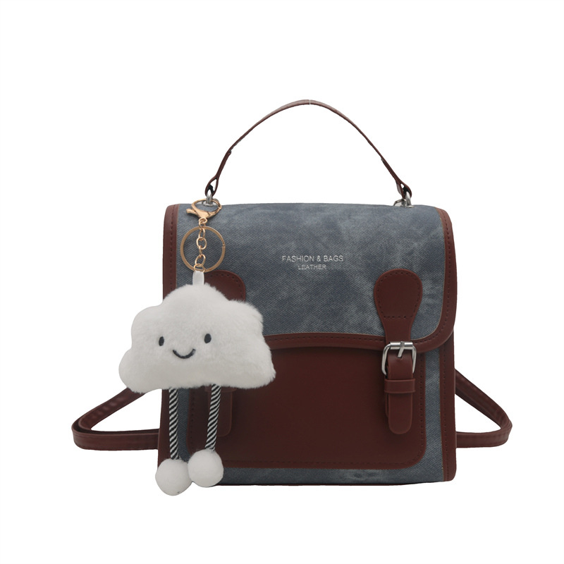 2024 School-style niche backpack women's new fashionable color-blocking handbag, Korean-style one-shoulder crossbody bag for going out Item Picture
