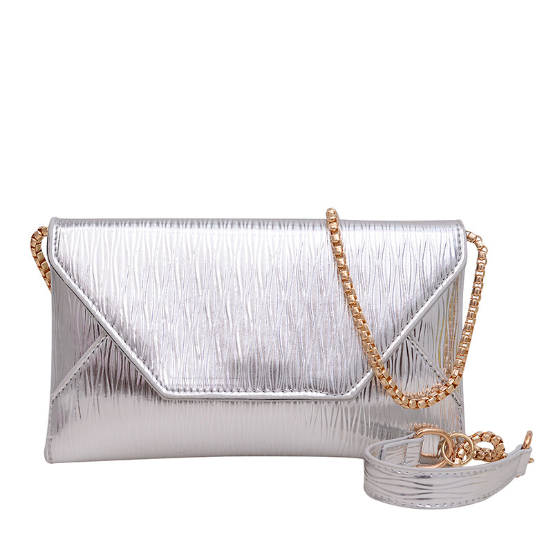 Cross-border European and American fashion pleated hand-held envelope bag for dinner, stylish and individual chain single-shoulder crossbody women's bag Item Picture