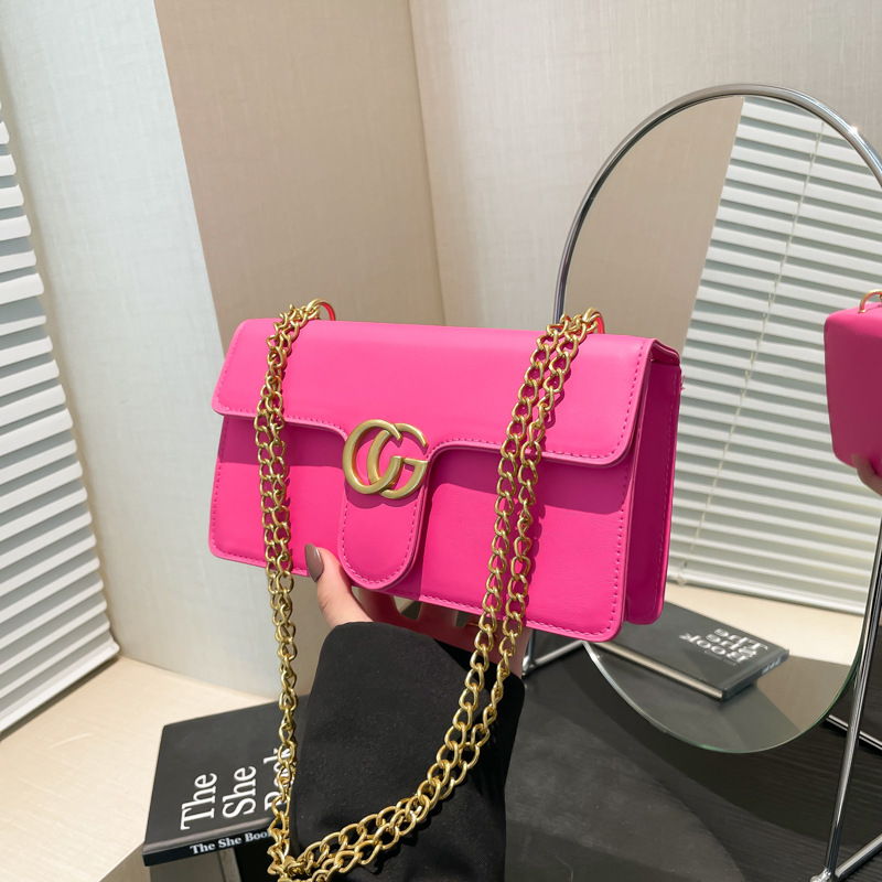 European and American fashion small bag for women 2025 new style fashion chain pu small square bag crossbody bag hand-held bag full figure