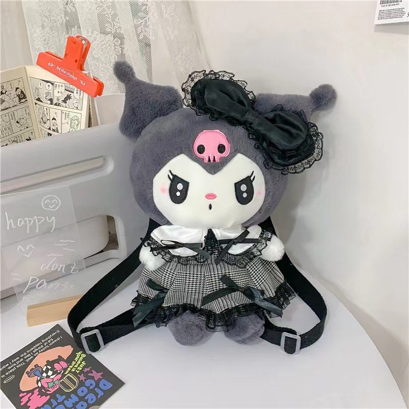 Japanese-style cute dress doll backpack, cute Kuromi girl doll doll bag, children's birthday gift Specification drawing