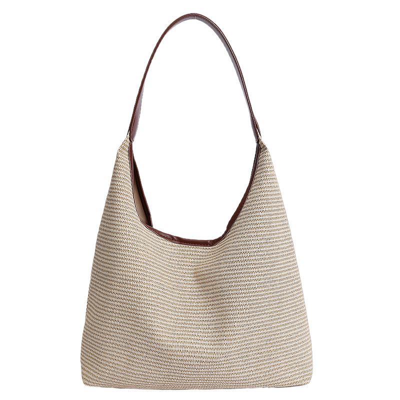 Casual retro large-capacity underarm bag for women 2025 summer new solid-color trendy single-shoulder bag, simple and stylish tote bag Item Picture