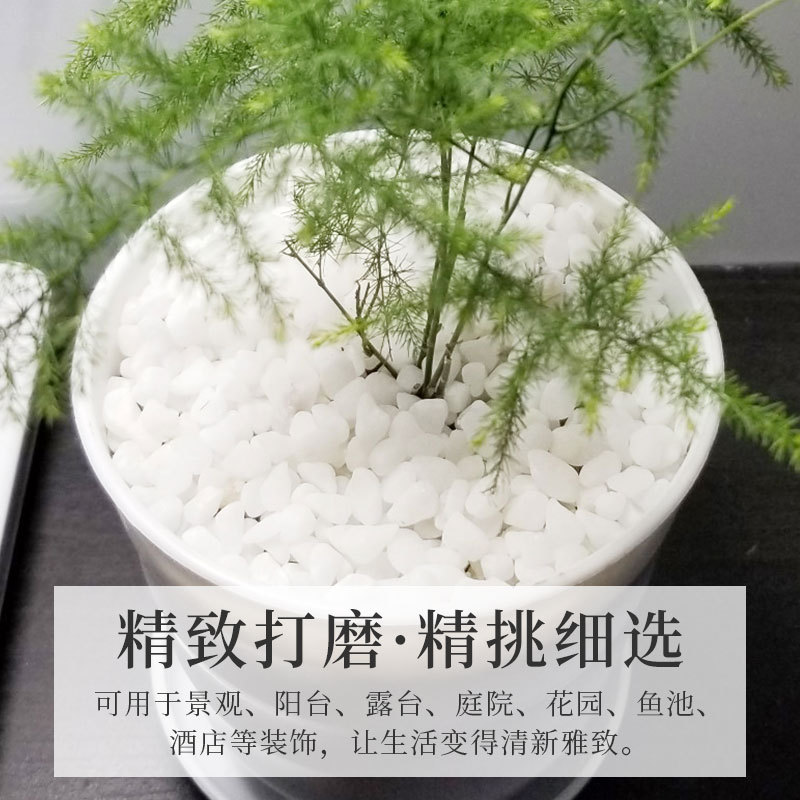 Natural pebbles, white small stones for paving, snowflake white gravel, white marble garden landscape, dry landscape, white pebbles details Picture