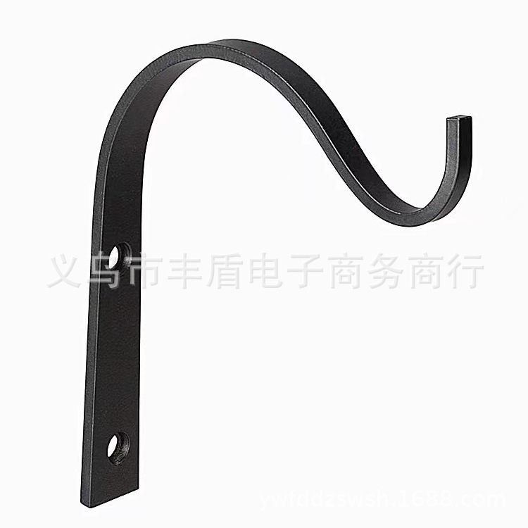 S-shaped wall-mounted iron flower basket hook, hanging basket flower stand wall hook, outdoor wall hook, black and white Item Picture